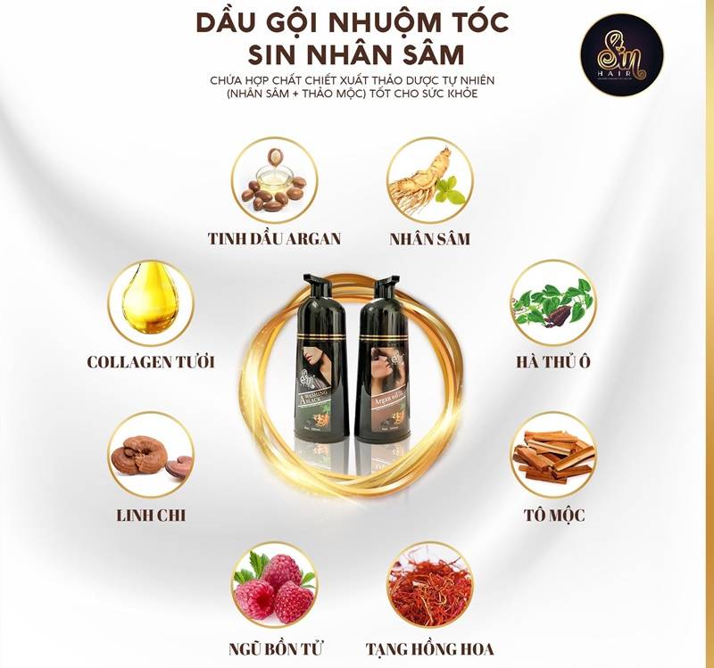 Thành Phần Dầu gội Nhuộm Tóc SIN HAIR